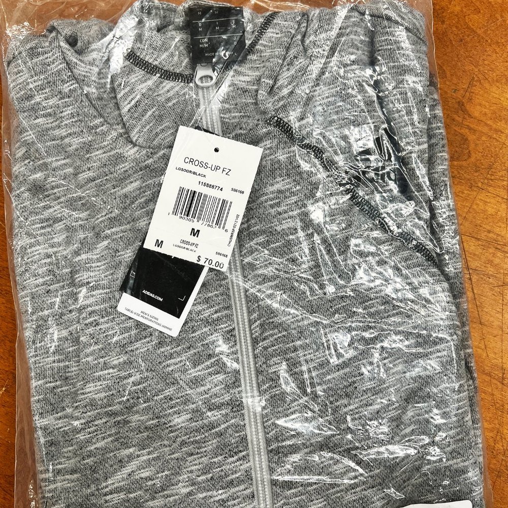 [S96168] Adidas Men's Cross-Up Full Zip Hoodie Light Solid Grey [NWT]